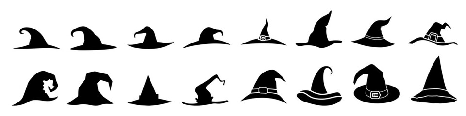 Witch hat icon vector set. Halloween illustration sign collection. Witch symbol or logo.