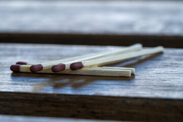 matchsticks on the table macro