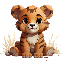 Fototapeta premium a cute adorable baby tiger generative ai, 