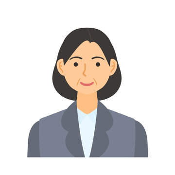 微笑む中年女性会社員。フラットなベクターイラスト。 A smiling middle-aged female office worker. Flat designed vector illustration.