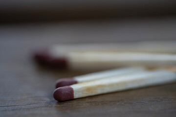 matches on a wooden table