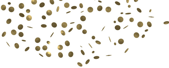 Gold confetti background, isolated on transparent background