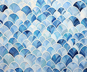 Obraz premium Watercolor blue handdrawn seamless ornamental pattern 