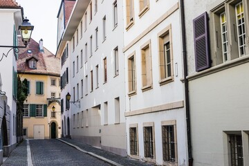 A very old street in Lausanne Old Town in Switzerland