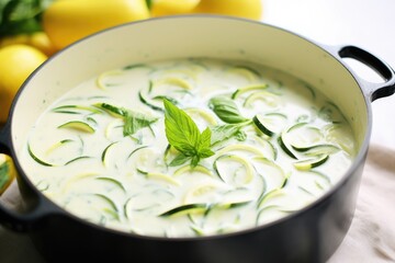 zoodles soaking in a creamy alfredo sauce