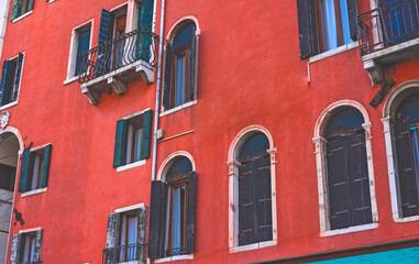 Fototapeta premium Landscape of Venice views, concept of vacation in Italy. Old part of city center. Ideas for journey. 