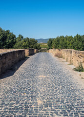 Medieval bridge along camino santiago de compostela route