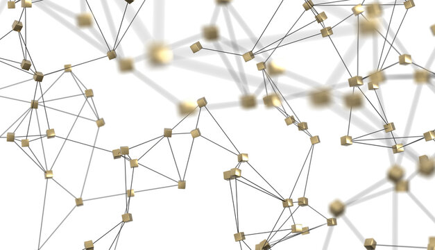 Futuristic geometric double data flow background with connecting dots and lines. Abstract digital