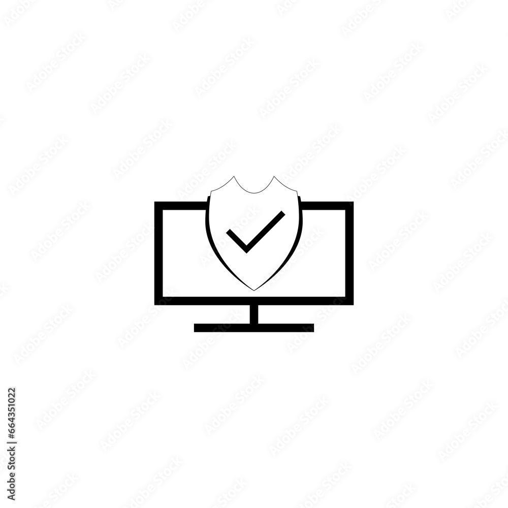 Poster desktop computer protection icon isolated on transparent background