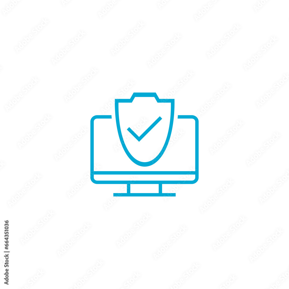 Poster desktop computer protection icon isolated on transparent background