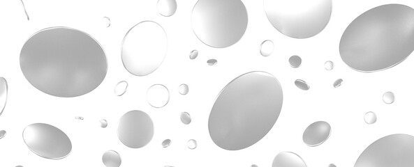 Glorious Cascade: Exquisite 3D Illustration of Glowing silver Confetti