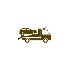 Towing truck van with car sign icon isolated on transparent background