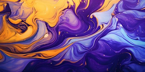 abstract purple fluid background with yellow waves