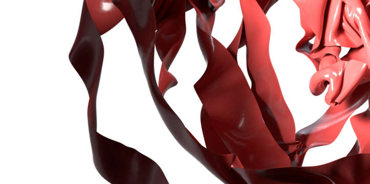 red wave silk satin fabric on white background for grand opening ceremony other occasion