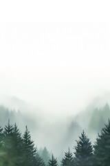 Dreamy Forest Landscape with Pines in Gradient Fog - Highlighting Nature's Tranquility, Depth & Serenity - Copy Space.