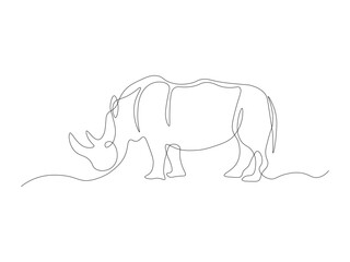 Abstract rhinoceros continuous one line art drawing