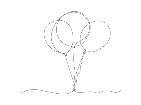 Abstract balloons continuous one line art drawing