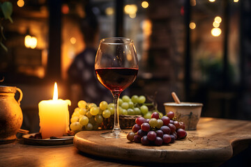 red wine with grape wine and bottle	
