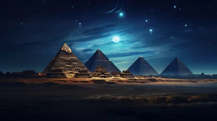 Foto op Canvas  Pyramids of Giza in the moonlight at night in Egypt. © Zahid