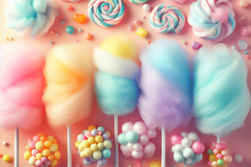 Fototapeta na wymiar Colorful cotton candy in soft pastel color background
