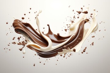 Splash of milk and chocolate mixed isolated on a white background.