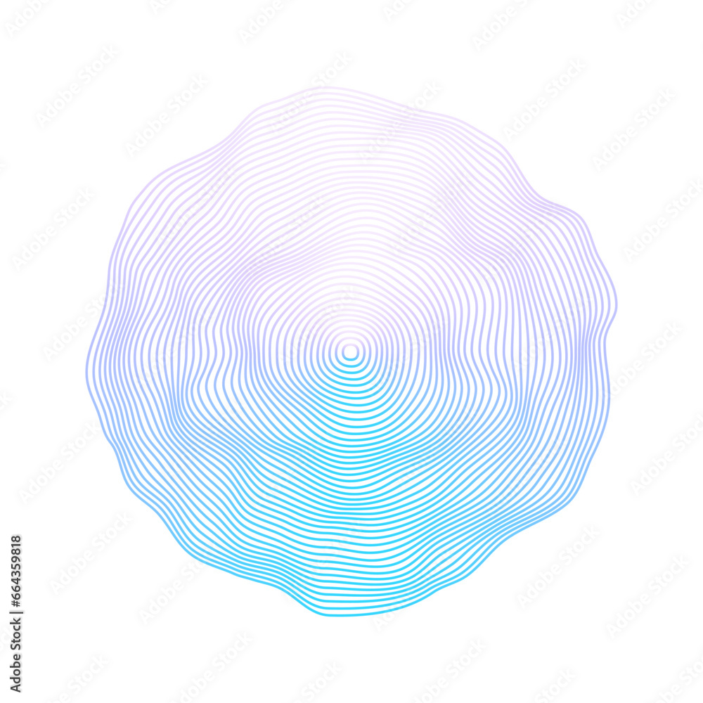 Poster Abstract circle lines wave colorful purple and blue gradient isolated on transparent background. Vector in concept technology, science, music, modern.