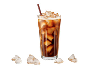 A 3D Iced Coffee Creation Isolated on a Transparent Background