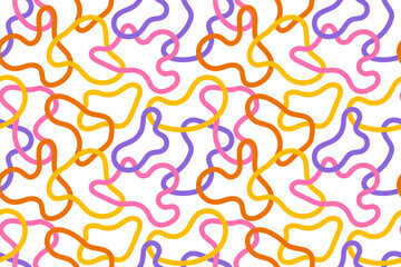 Squiggle festive naive seamless pattern. Creative cute scribble abstract style background illustration for celebration. Simple bright kiddish drawing wallpaper print.