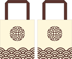 Mockup and illustration design for goody bag with modern pattern