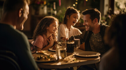 Joyful Meal: Wheelchair Member in Close-Knit Family