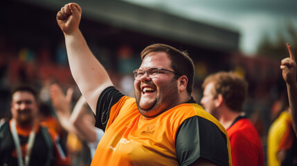 Inclusive sports event: a spirited game led by a person with Down syndrome.