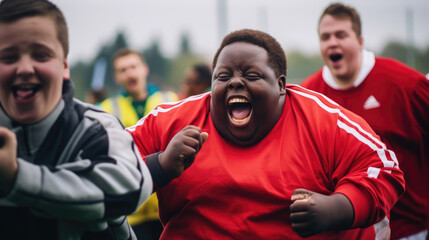Heartwarming sports event led by a person with Down syndrome uniting diverse athletes. - Powered by Adobe