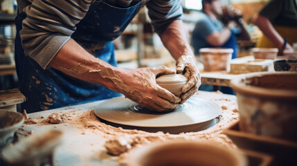 Collaborative pottery: diverse abilities bring visions to life. - Powered by Adobe
