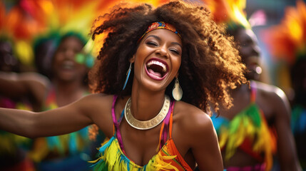 Joyful Caribbean Calypso Dancer Moves with Infectious Energy and Vibrant Colors