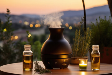 Cosmetics oil bottles with diffuser smoke