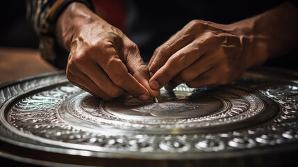 Talented Indian Metalworker Creating Artful Platter