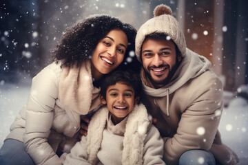 Fototapeta premium Indian young family having fun with little child