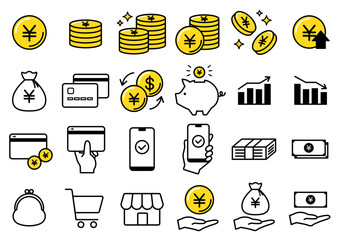 お金のアイコンセット_ベクターイラスト