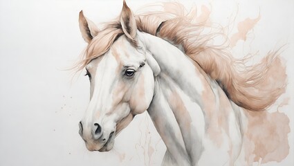 Obraz premium Kids room wallpaper with animals and pastel colors. Nursery wall mural, very minimalistic drawing, white wall, 