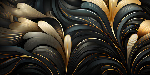 Luxury golden wallpaper. Art Deco Pattern, Vip invitation background texture for print, fabric, packaging design, invite. Vintage vector illustration