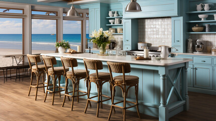 kitchen with beachy decor