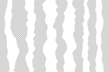 Torn paper set vector, layered Vertical sheet torn paper transparent background with ripped cut effect blank empty strips banner design Vector illustration