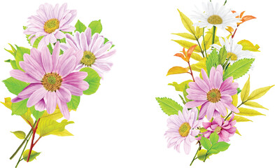 floral daisy bouquet and branches design 