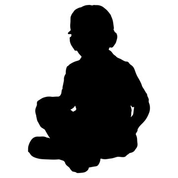 recommend clip art: Illustration silhouette vector of a child sitting 