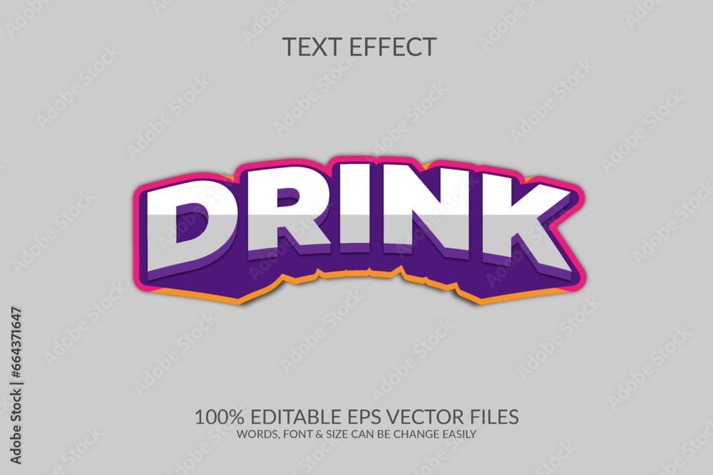 Wall mural drink 3d vector eps editable text effect illustration template