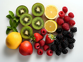 fresh fruits isolated on white