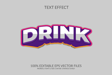 Drink 3d vector eps editable text effect illustration template