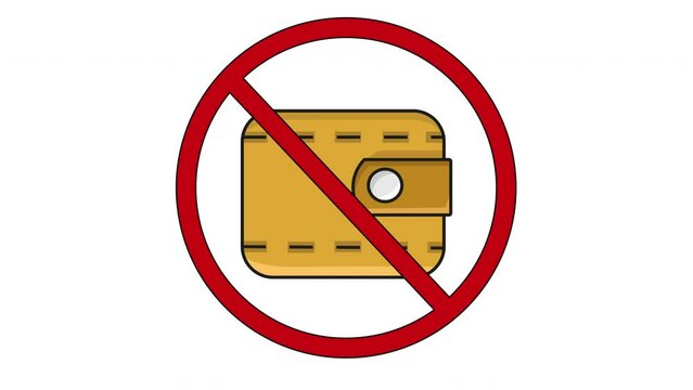 animated video of prohibited icons and wallet icons