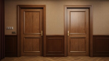 Wooden doors in a hotel room.