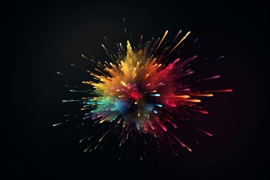 Colorful abstract explosion on dark background. Generative AI